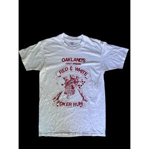 Vintage 1992 Hells Angels Oakland Red & White Poker Run Motorcycle Shirt Size M